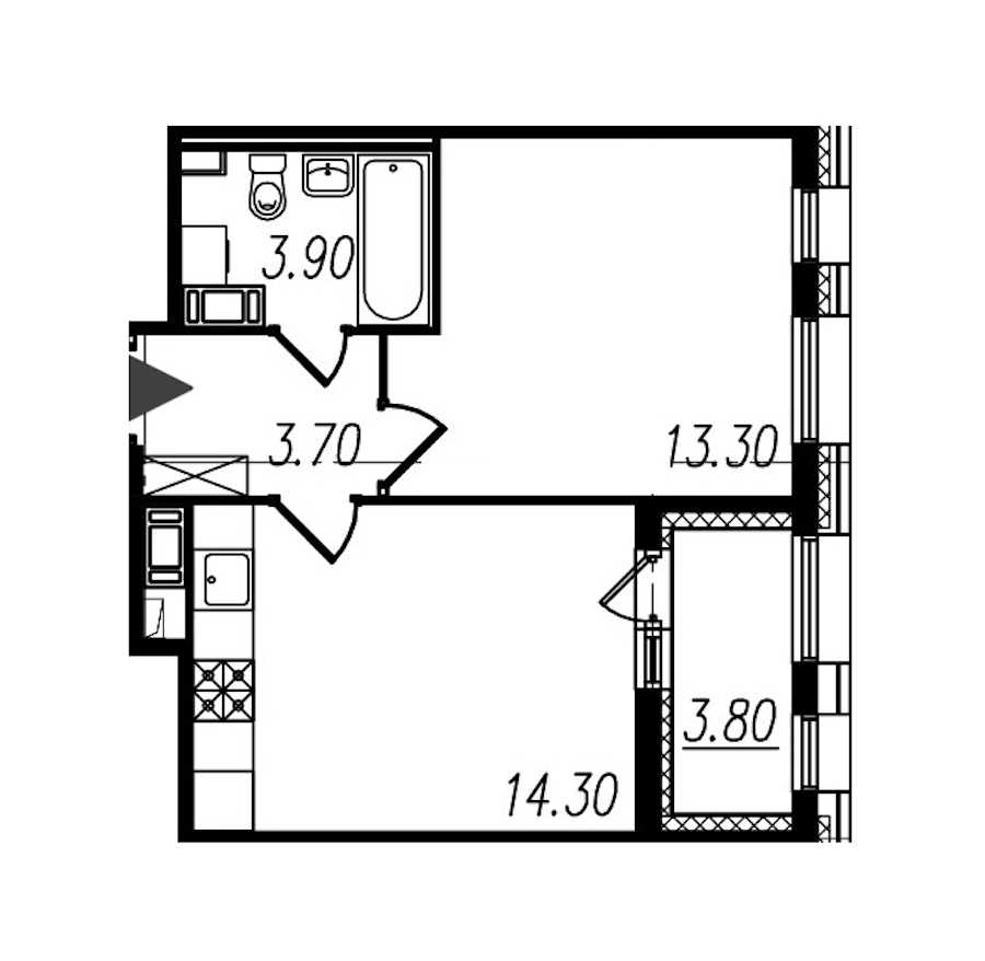 Однокомнатная квартира в : площадь 35.2 м2 , этаж: 10 – купить в Санкт-Петербурге
